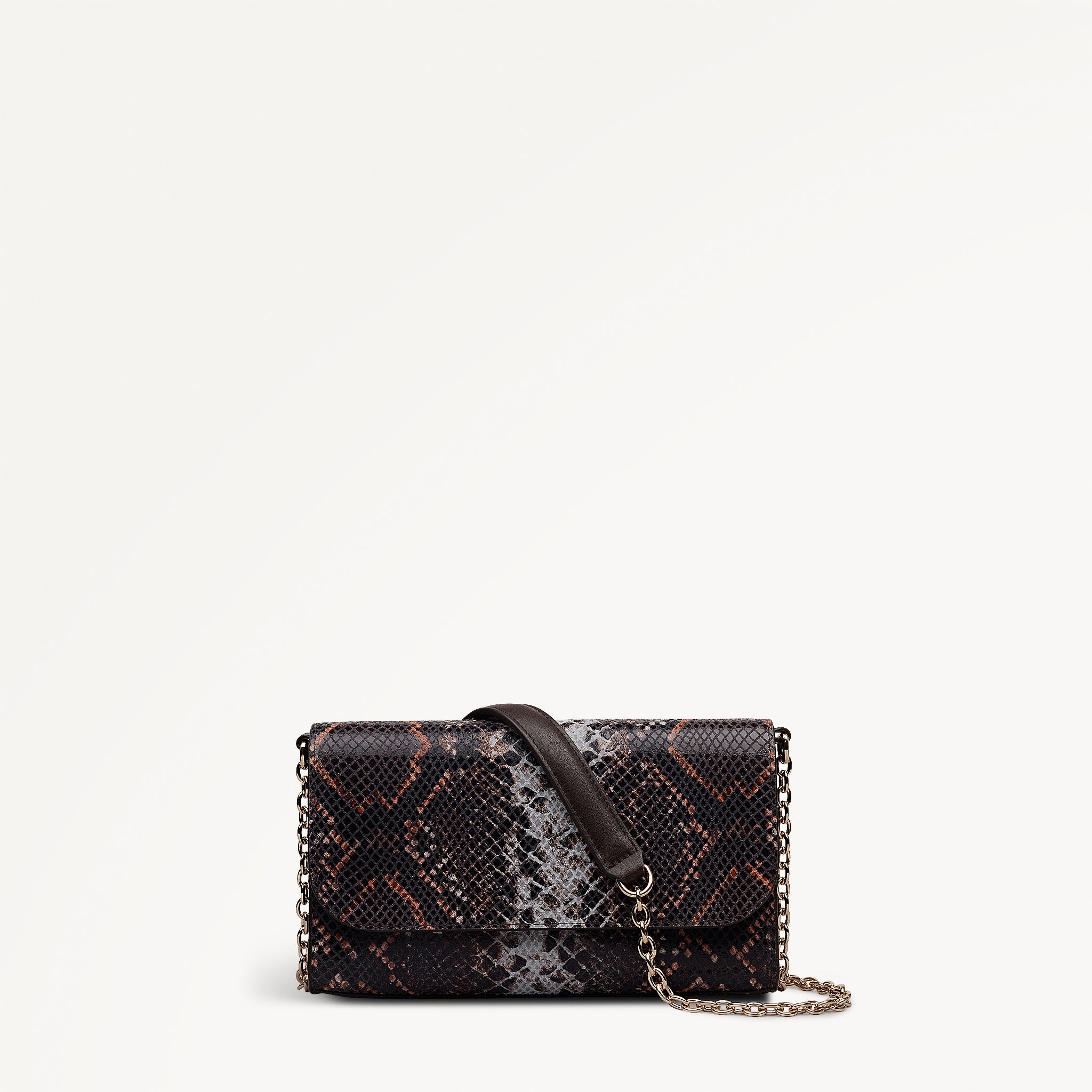 The Rathbone - Faux Snake Micro Flapover Cross Body Bag - RHE32504