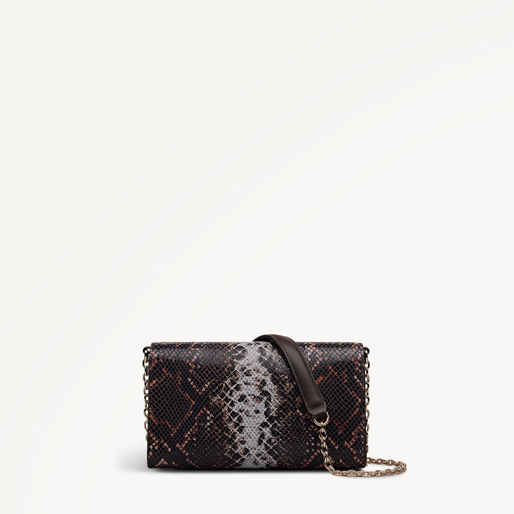 The Rathbone - Faux Snake Small Flapover Cross Body Carmine - 112314