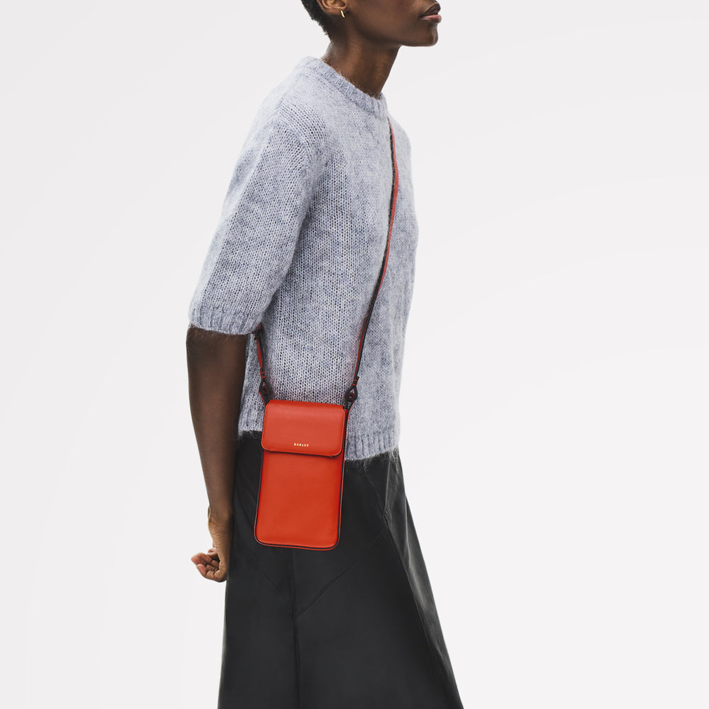 Westwell Lane Leather Medium Phone Cross Body Bag in Flame - 112316