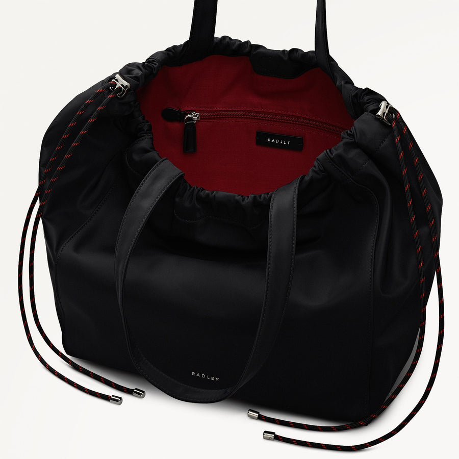 Eden Row Fabric Large Open Top Tote Bag in Black - 112319