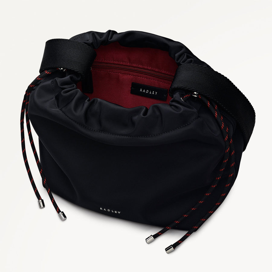 Eden Row Fabric Small Open Top Cross Body Bag in Black - 112320