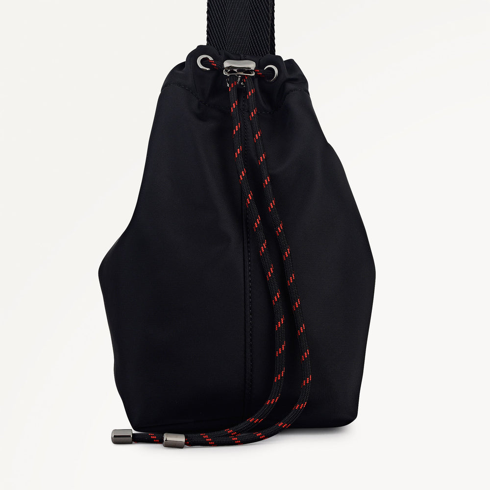 Eden Row Fabric Small Open Top Cross Body Bag in Black - 112320