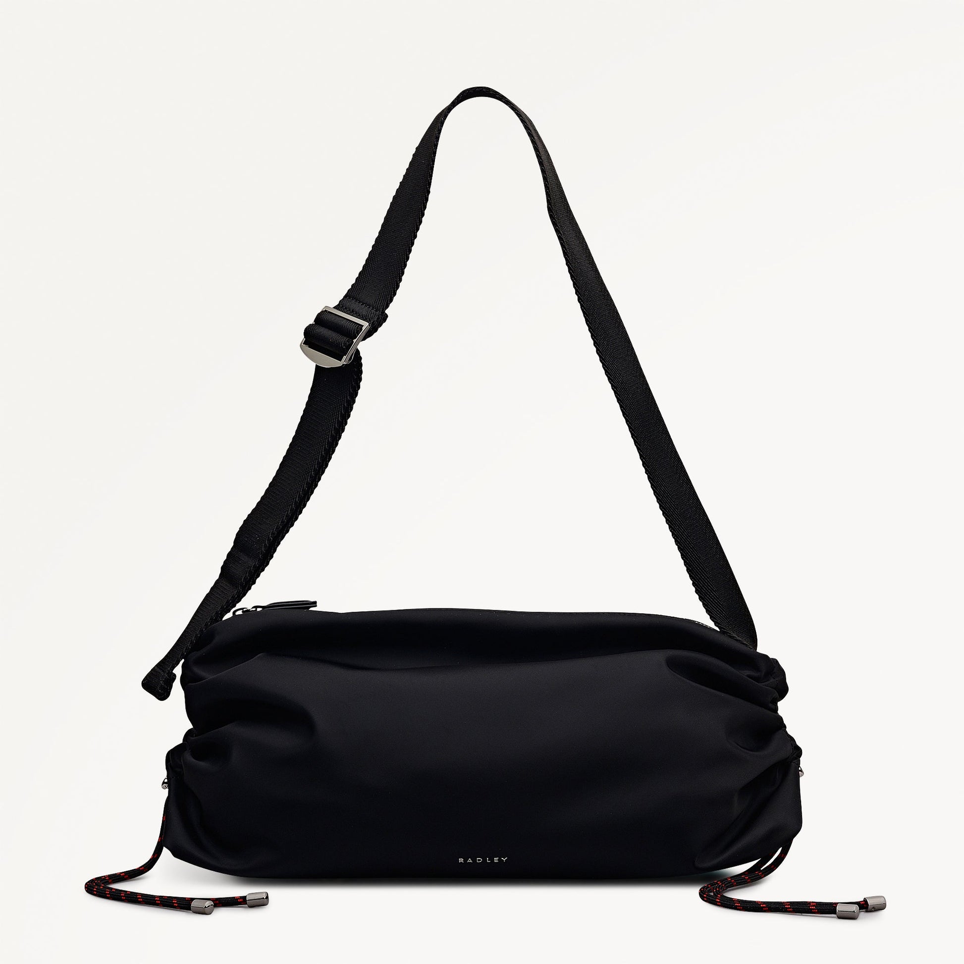 Eden Row Fabric Medium Ziptop Cross Body Bag in Black - 112321