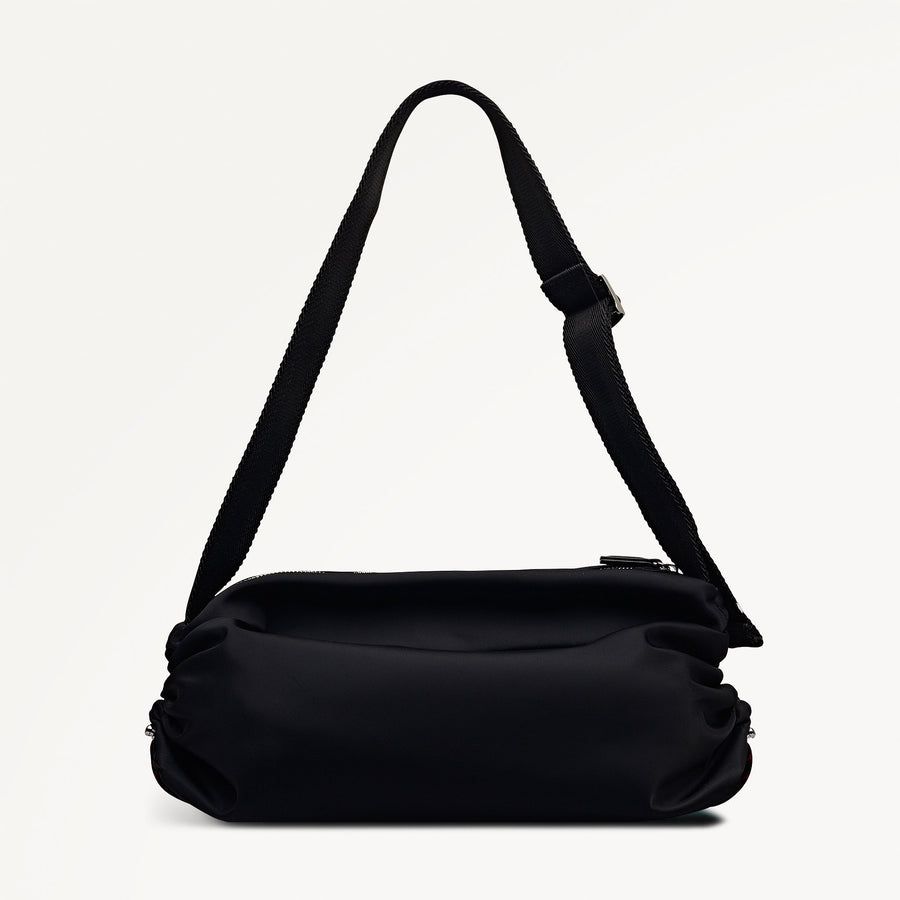 Eden Row Fabric Medium Ziptop Cross Body Bag in Black - 112321