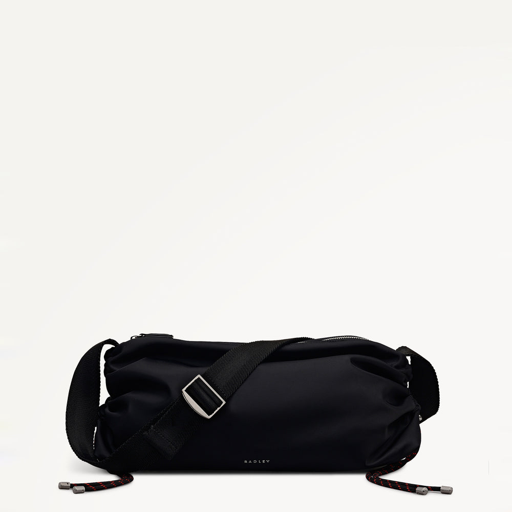 Eden Row Fabric Medium Ziptop Cross Body Bag in Black - 112321