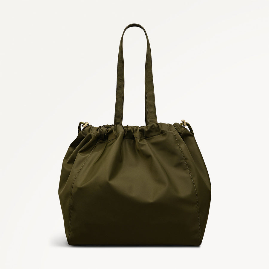 Eden Row Fabric Large Open Top Tote Bag in Khaki - 112322