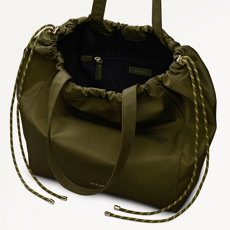 Eden Row Fabric Large Open Top Tote Bag in Khaki - 112322