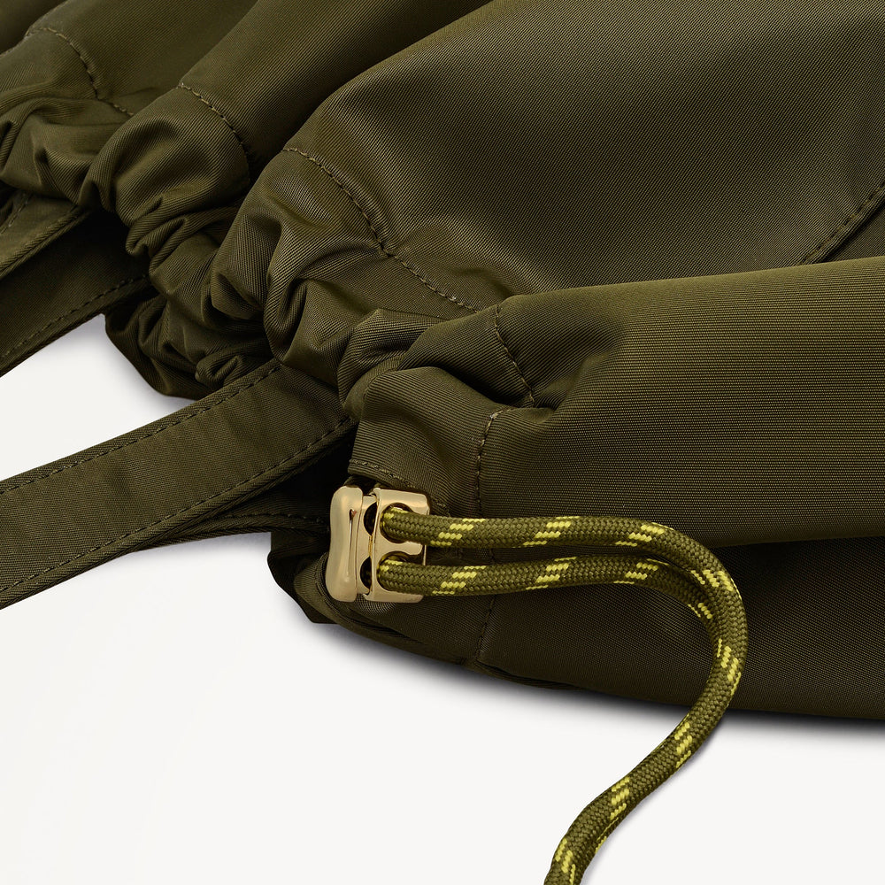 Eden Row Fabric Large Open Top Tote Bag in Khaki - 112322