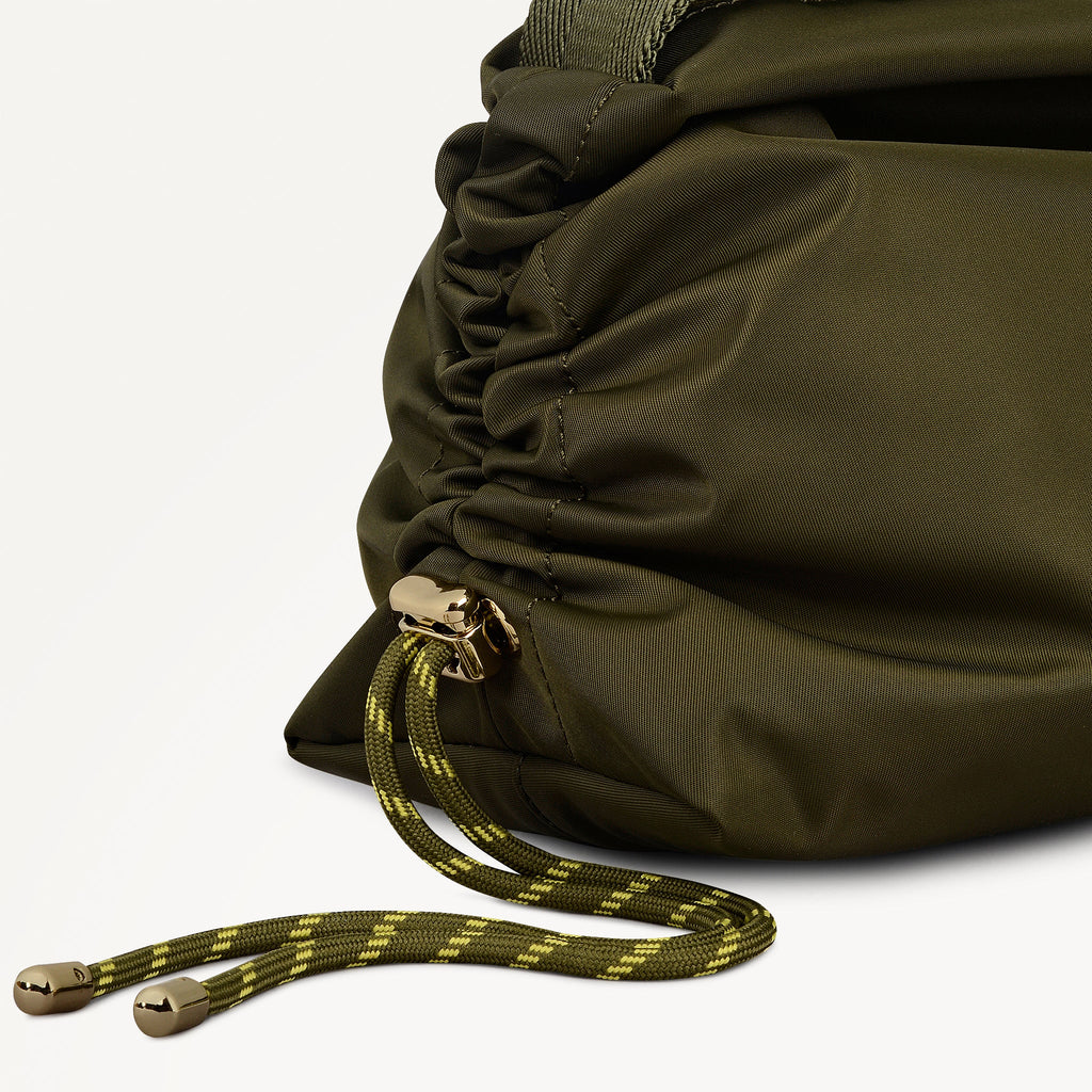 Eden Row Fabric Medium Ziptop Cross Body Bag in Khaki - 112324