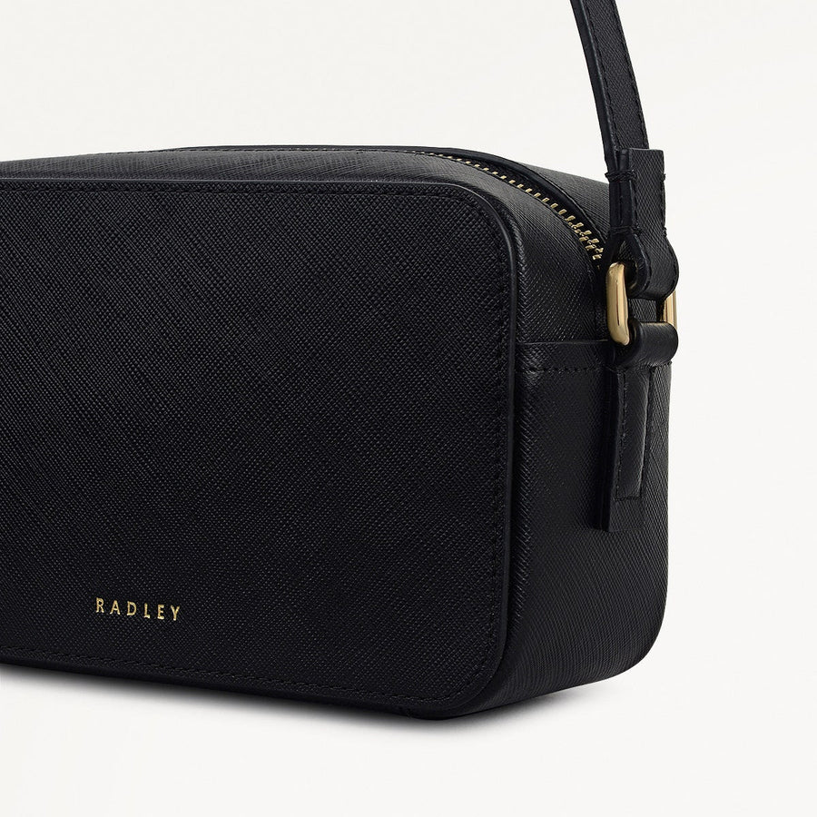 Beech Row Leather Mini Zip Around Cross Body Bag in Black - 112325