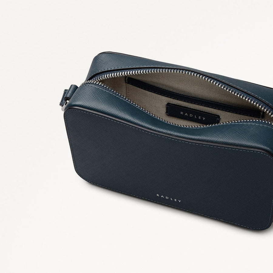 Beech Row Leather Mini Zip Around Cross Body Bag in Teal - 112326