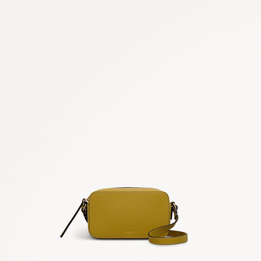 Beech Row Leather Mini Zip Around Cross Body Bag in Ochre - 112327