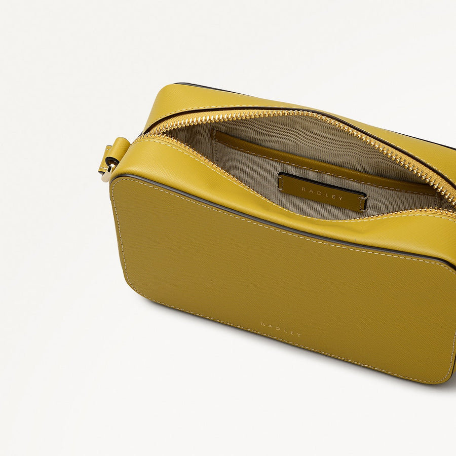 Beech Row Leather Mini Zip Around Cross Body Bag in Ochre - 112327
