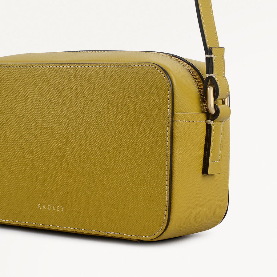 Beech Row Leather Mini Zip Around Cross Body Bag in Ochre - 112327