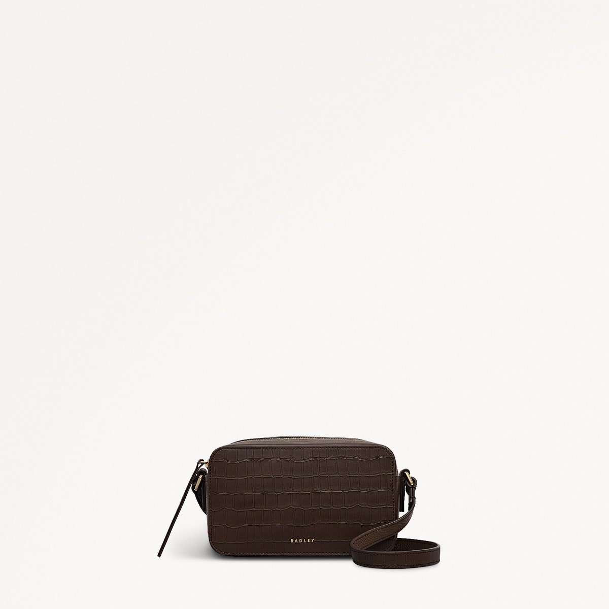 Beech Row Leather Mini Zip Around Cross Body Bag in Coffee - 112328