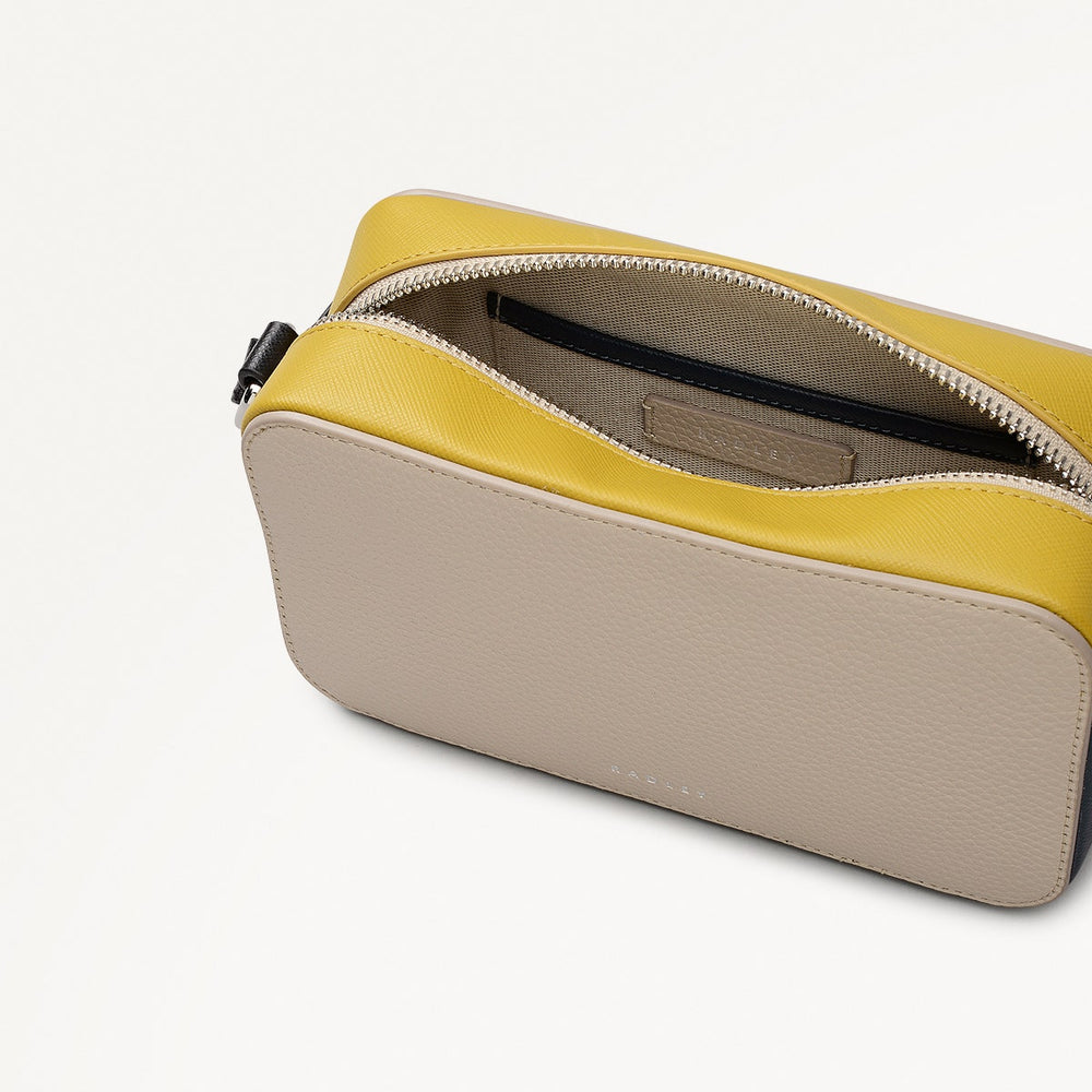 Beech Row Leather Mini Zip Around Cross Body Bag in Porcini - 112331