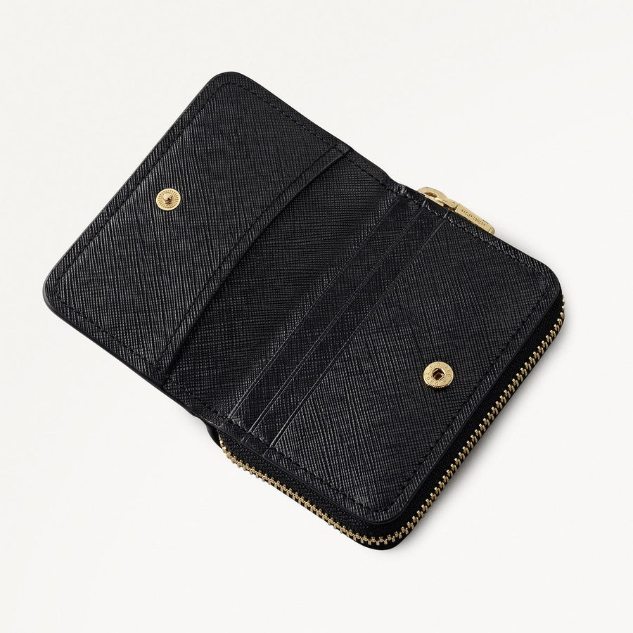 Beech Row Small Zip Around Wallet in Black - 112332