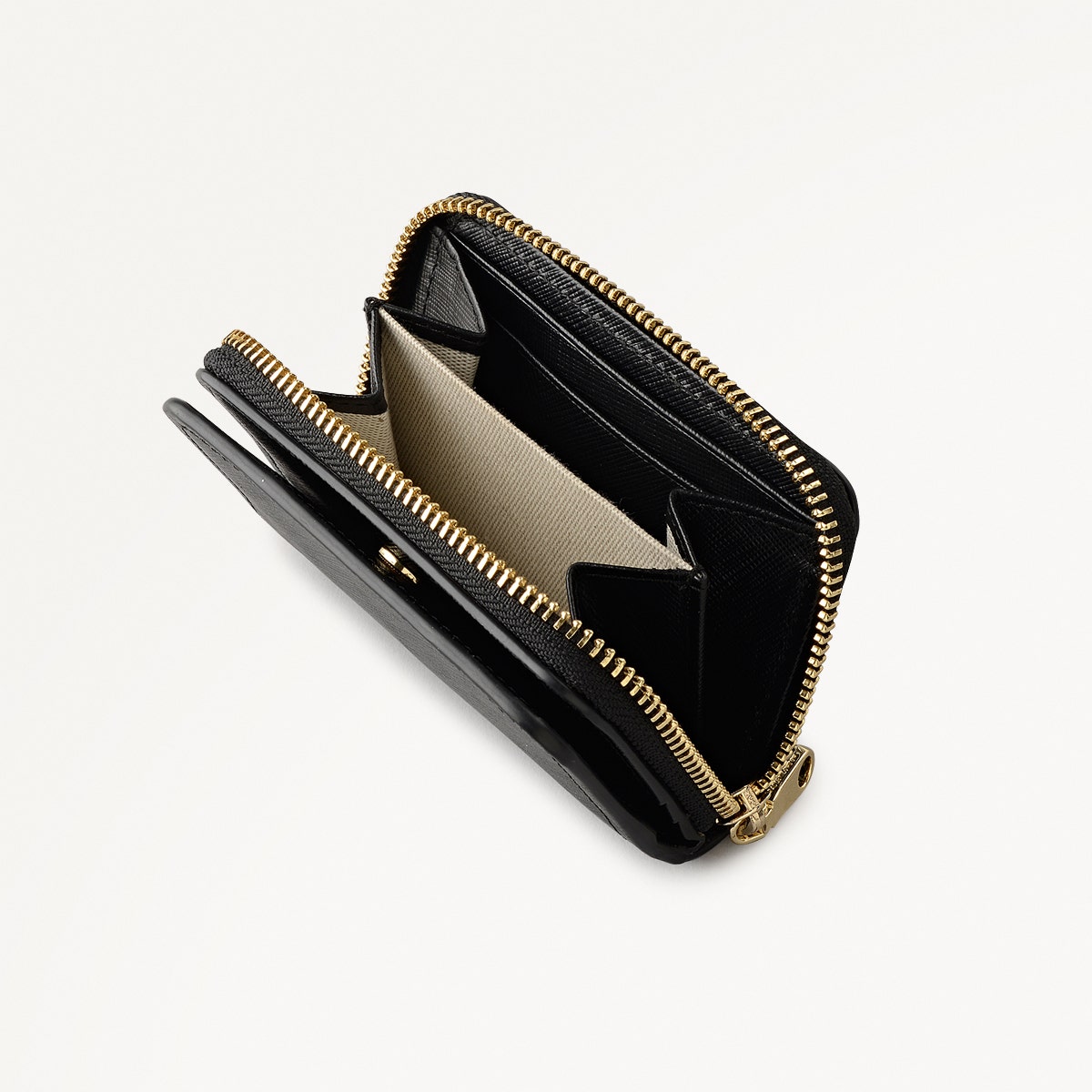 Beech Row Small Zip Around Wallet in Black - 112332