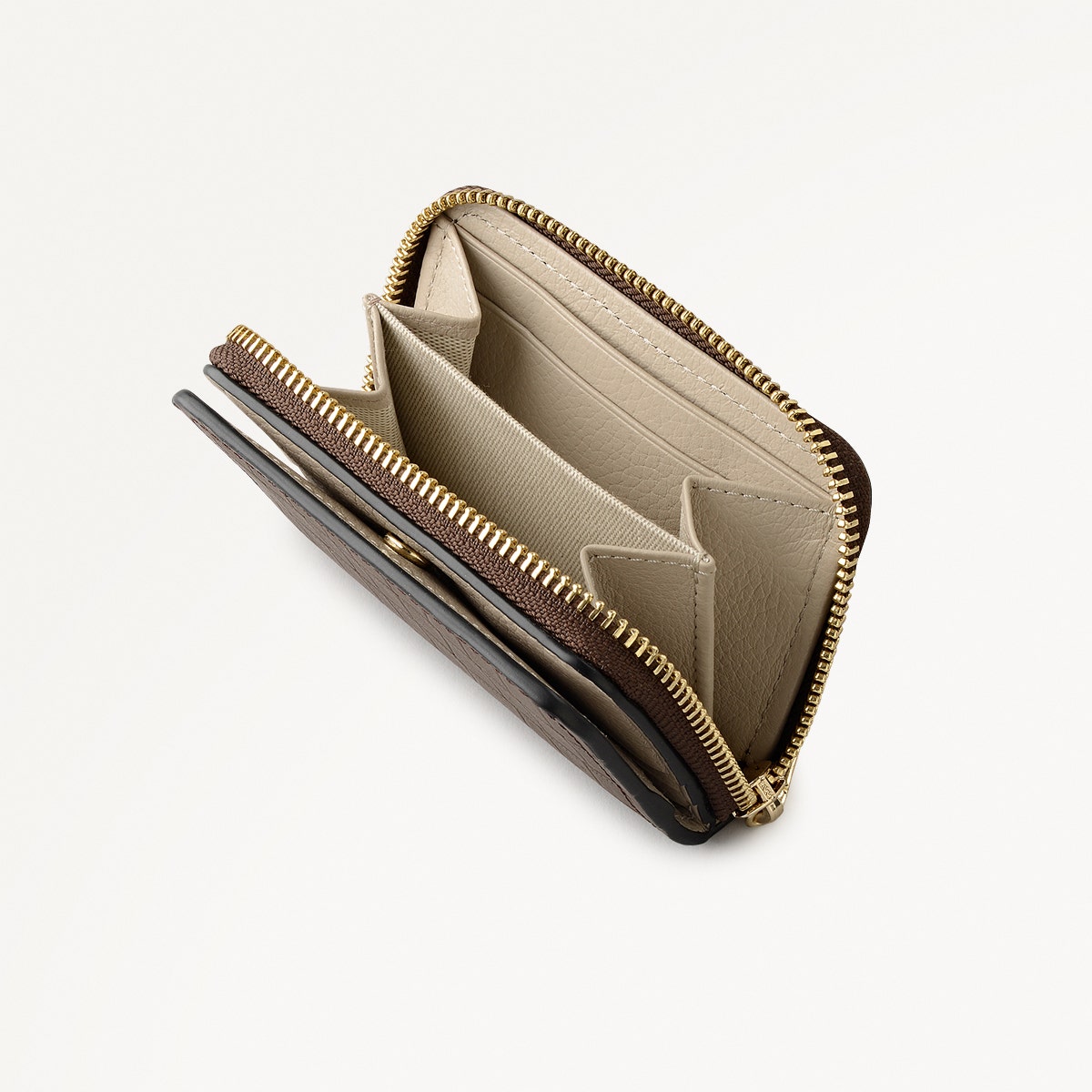 Beech Row Small Zip Around Wallet in Coffee - 112335