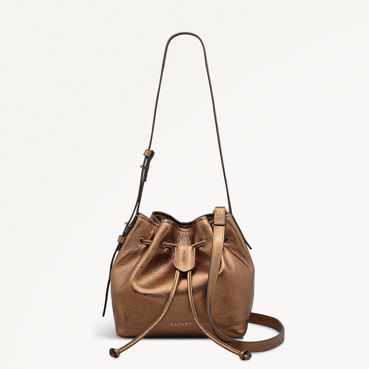 York Mews Leather Small Drawstring Shoulder Bag in Olive Gold - 112357