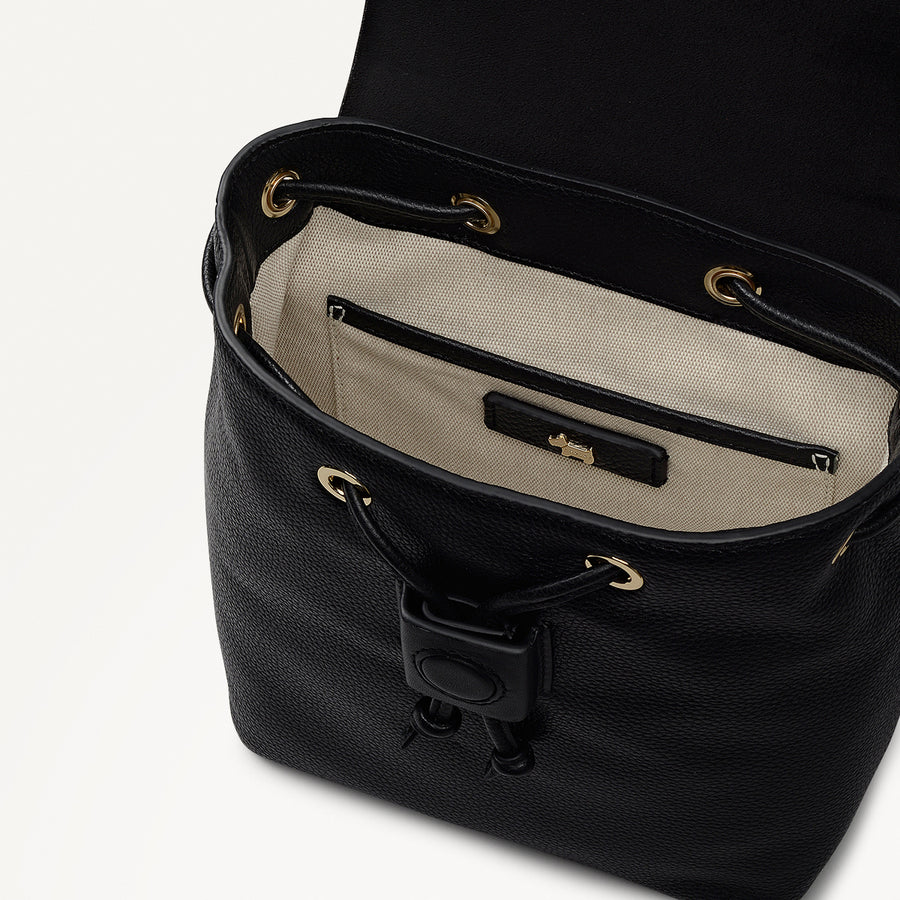 YORK MEWS SMALL FLAPOVER BACKPACK BLACK