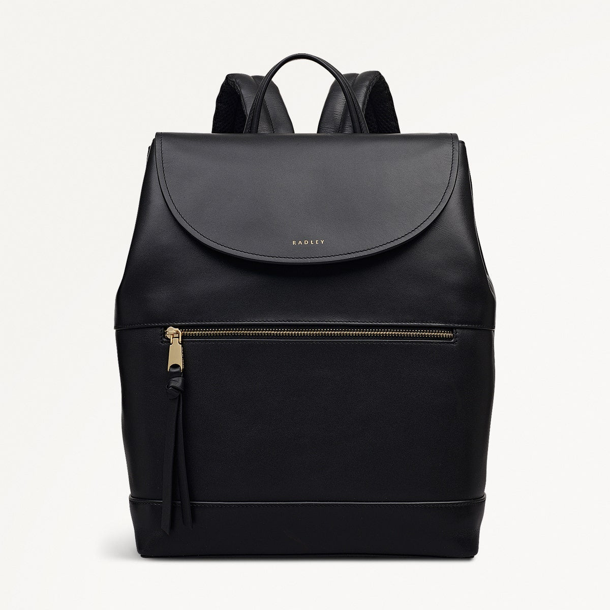 Albion Street Leather Large Ziptop Backpack in Black - 112387