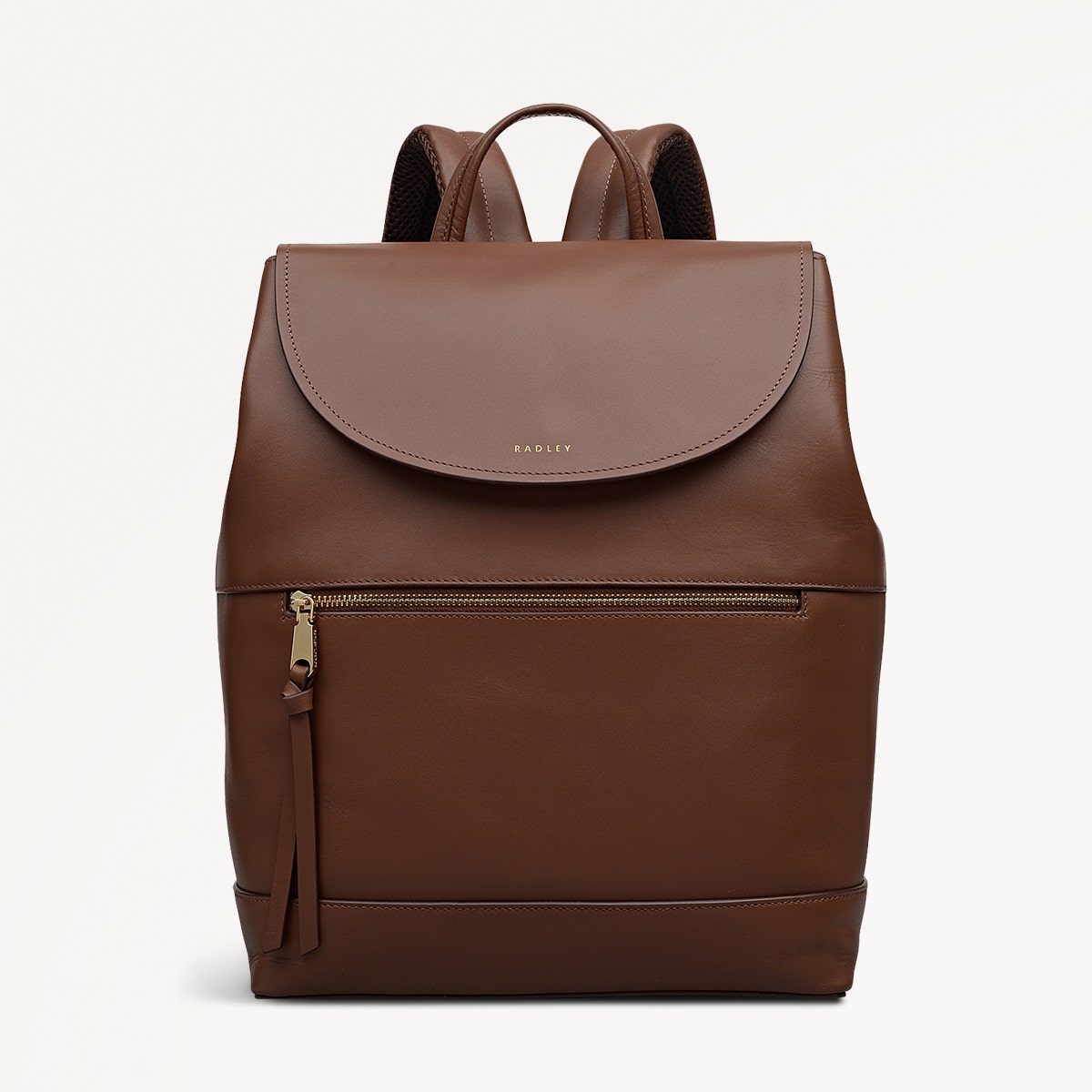 Albion Street Leather Large Ziptop Backpack in Chocolate - 112388