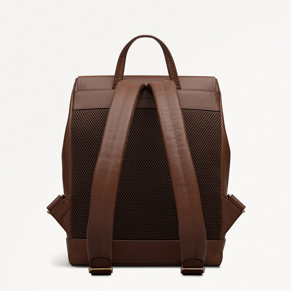 Albion Street Leather Large Ziptop Backpack in Chocolate - 112388