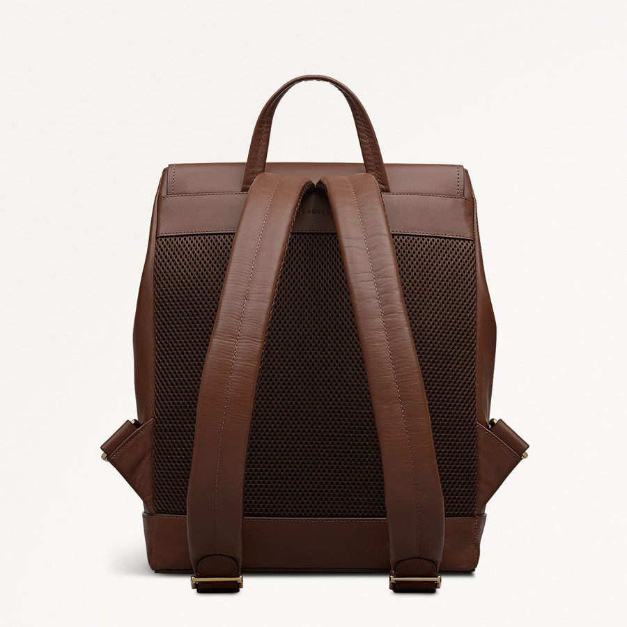 Albion Street Leather Large Ziptop Backpack in Chocolate - 112388