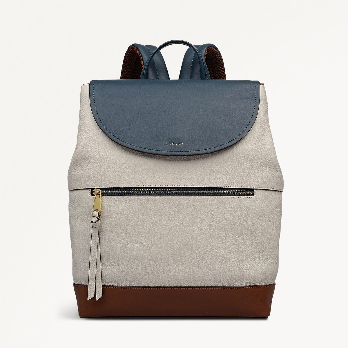 Albion Street Leather Large Ziptop Backpack in Snow - 112389