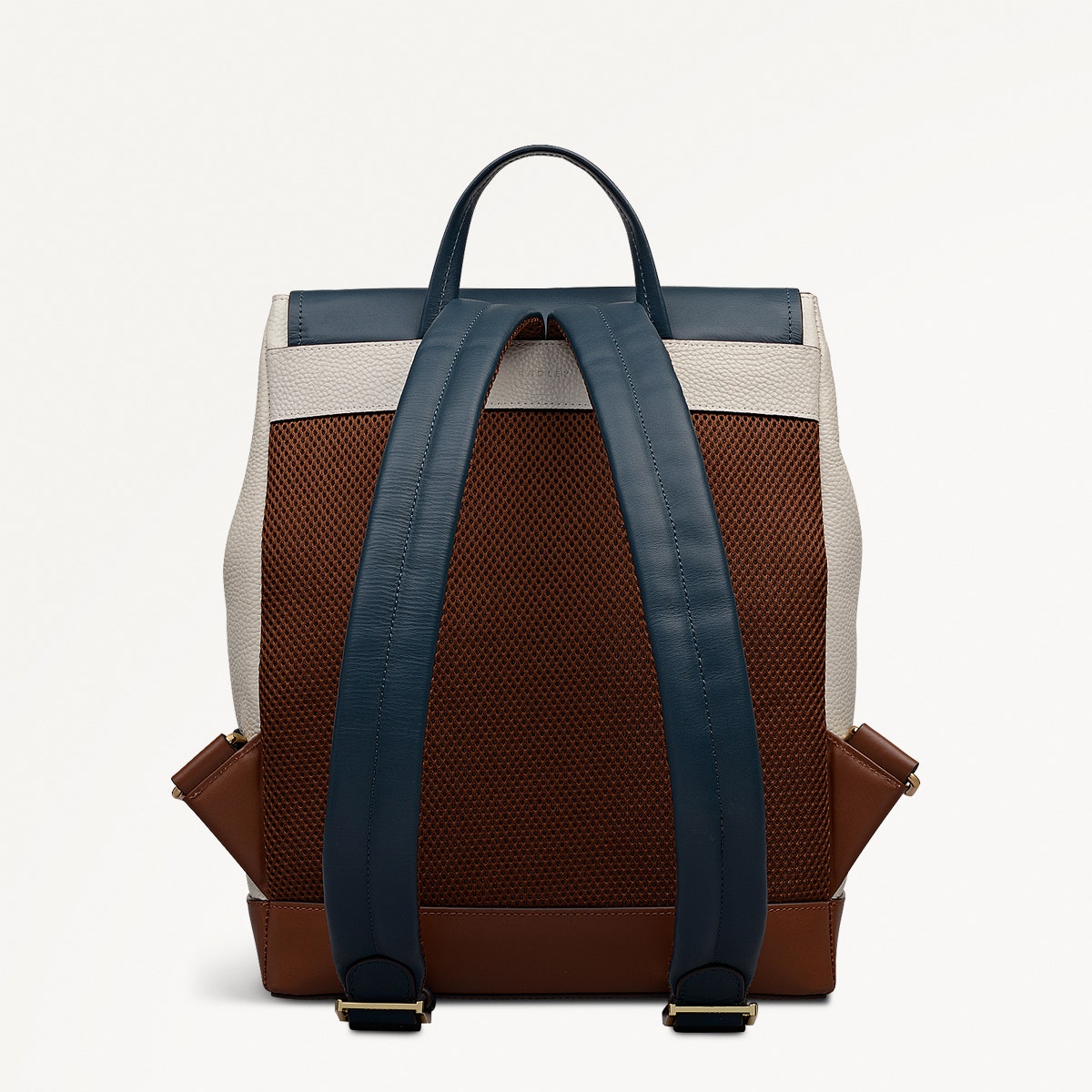 Albion Street Leather Large Ziptop Backpack in Snow - 112389