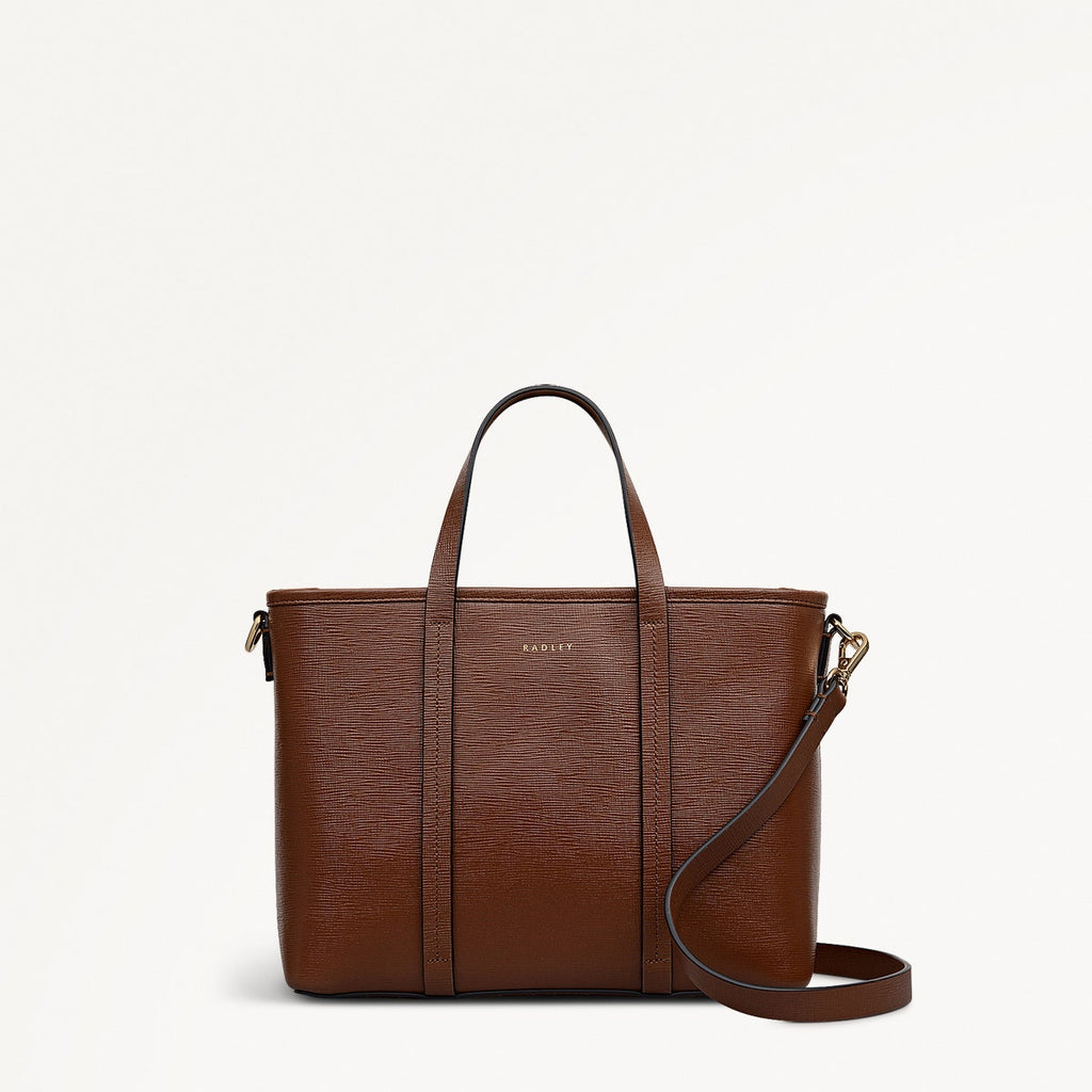 Templeton Place Leather Small Ziptop Grab Bag in Chocolate - 112390