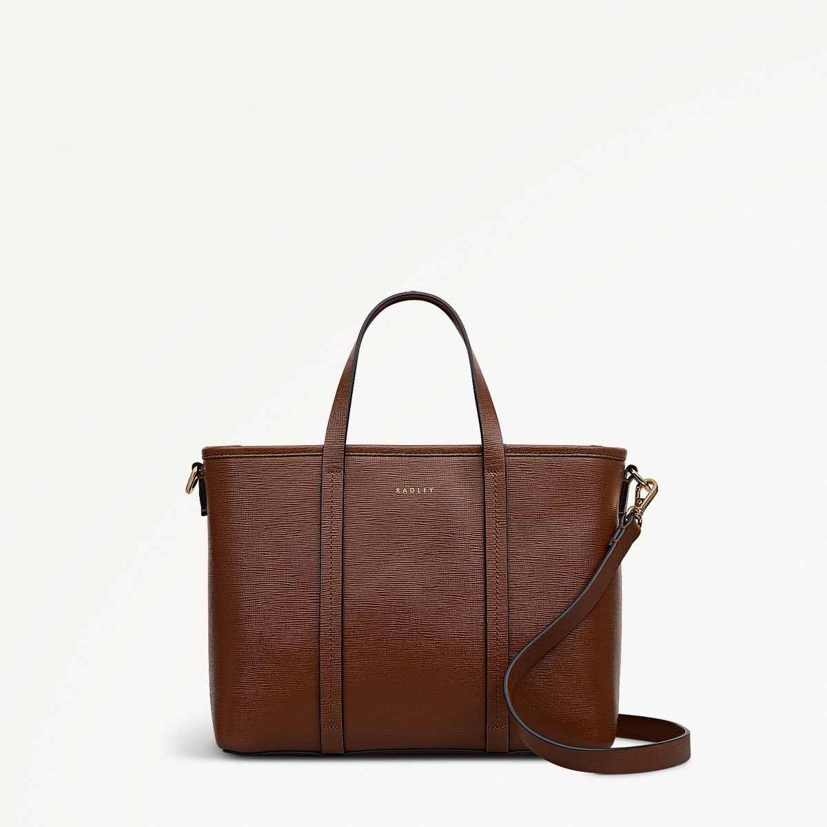 Templeton Place Leather Small Ziptop Grab Bag in Chocolate - 112390