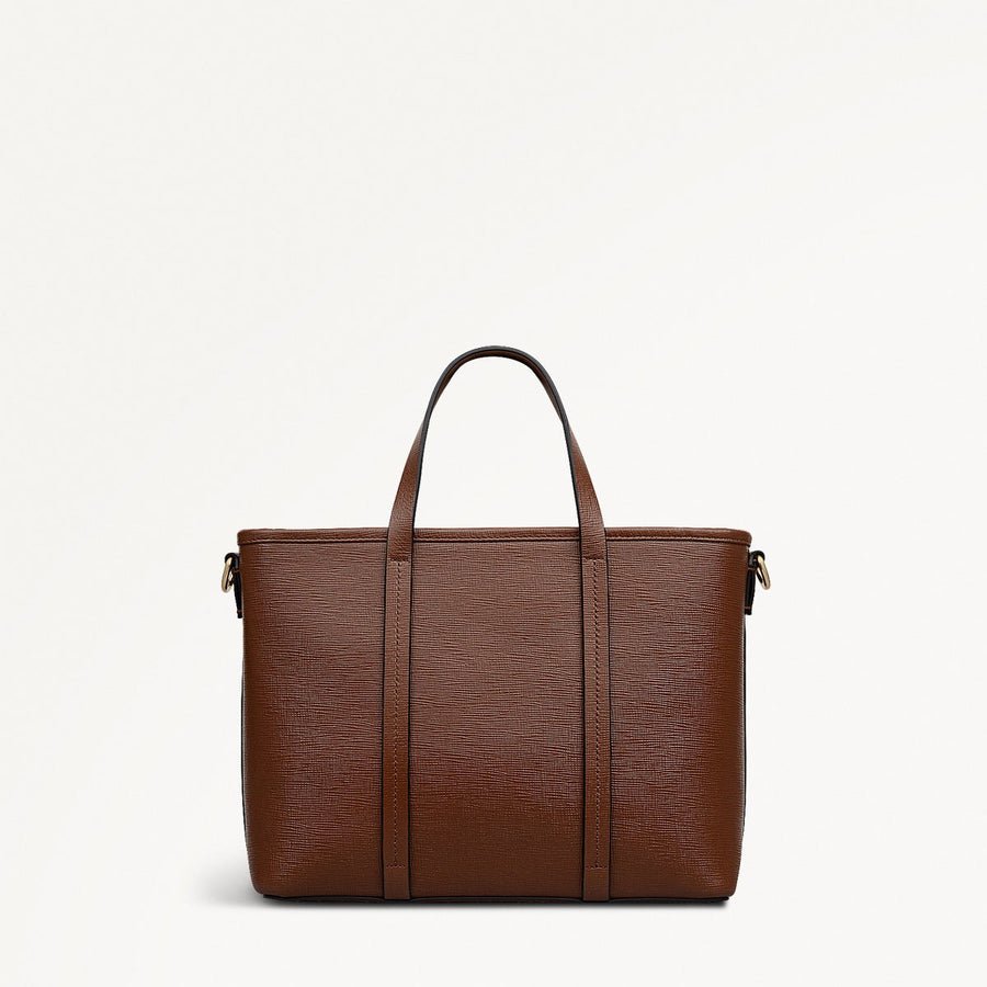 Templeton Place Leather Small Ziptop Grab Bag in Chocolate - 112390