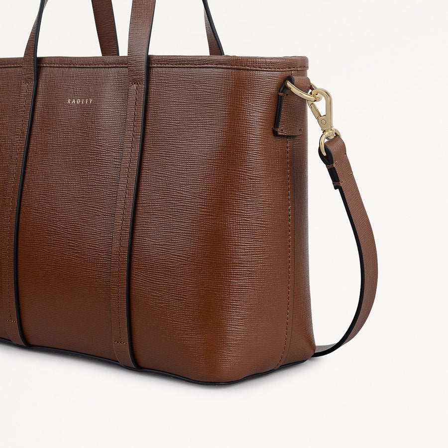 Templeton Place Leather Small Ziptop Grab Bag in Chocolate - 112390