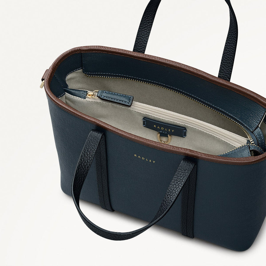 Templeton Place Leather Small Ziptop Grab Bag in Teal - 112391