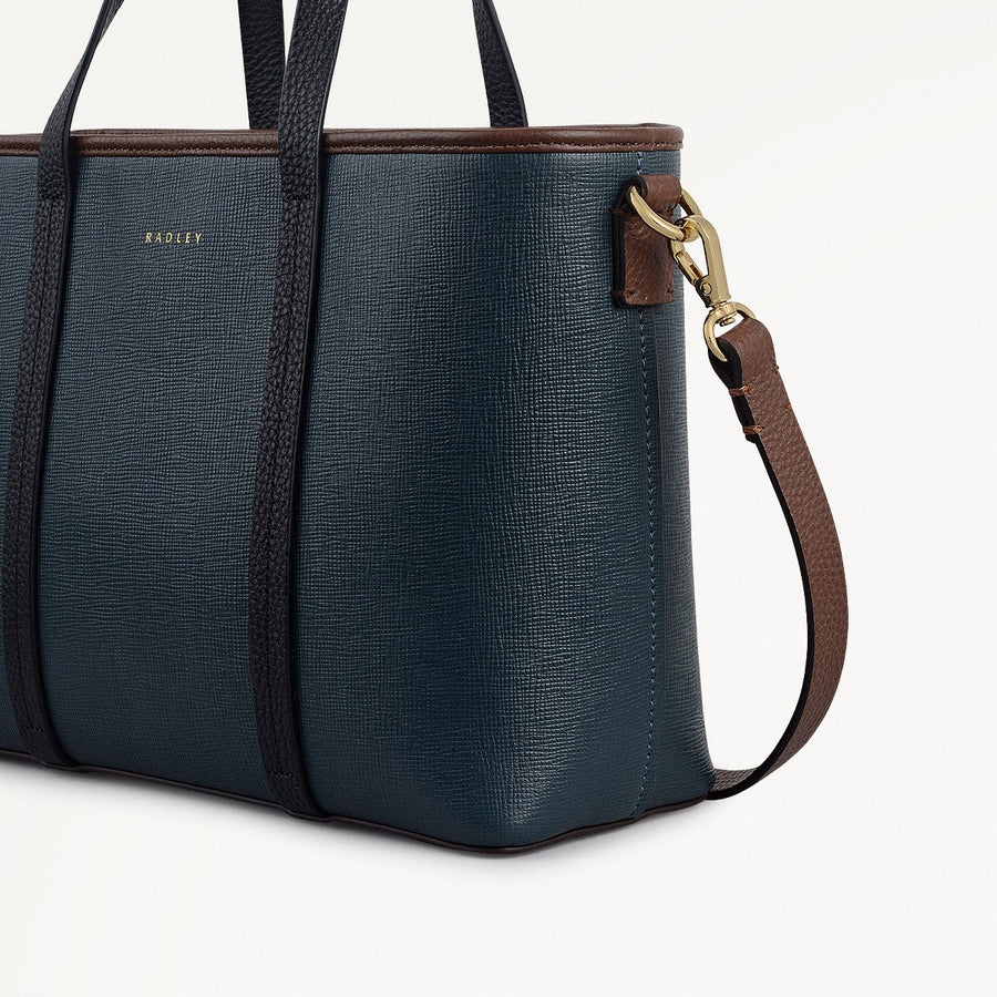 Templeton Place Leather Small Ziptop Grab Bag in Teal - 112391