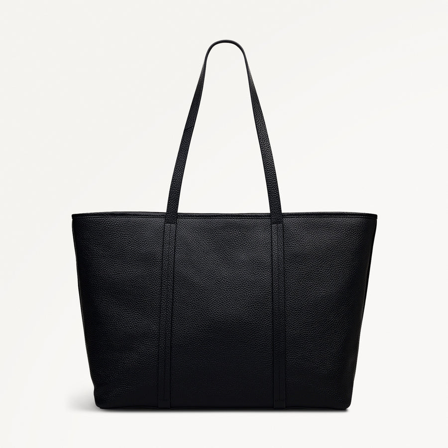 Templeton Place Leather Large Ziptop Tote Bag in Black - 112393