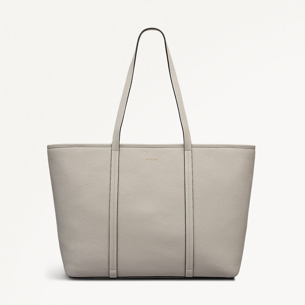 Templeton Place Leather Large Ziptop Tote Bag in Snow - 112394