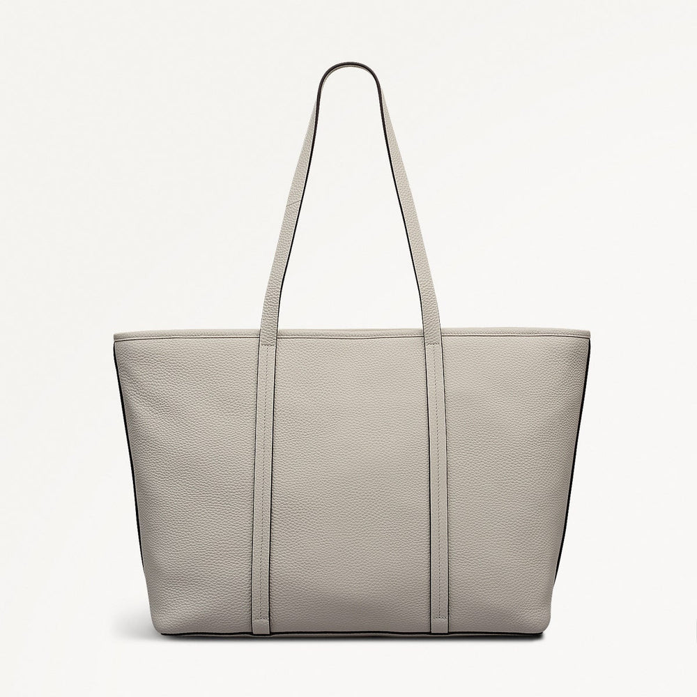 Templeton Place Leather Large Ziptop Tote Bag in Snow - 112394