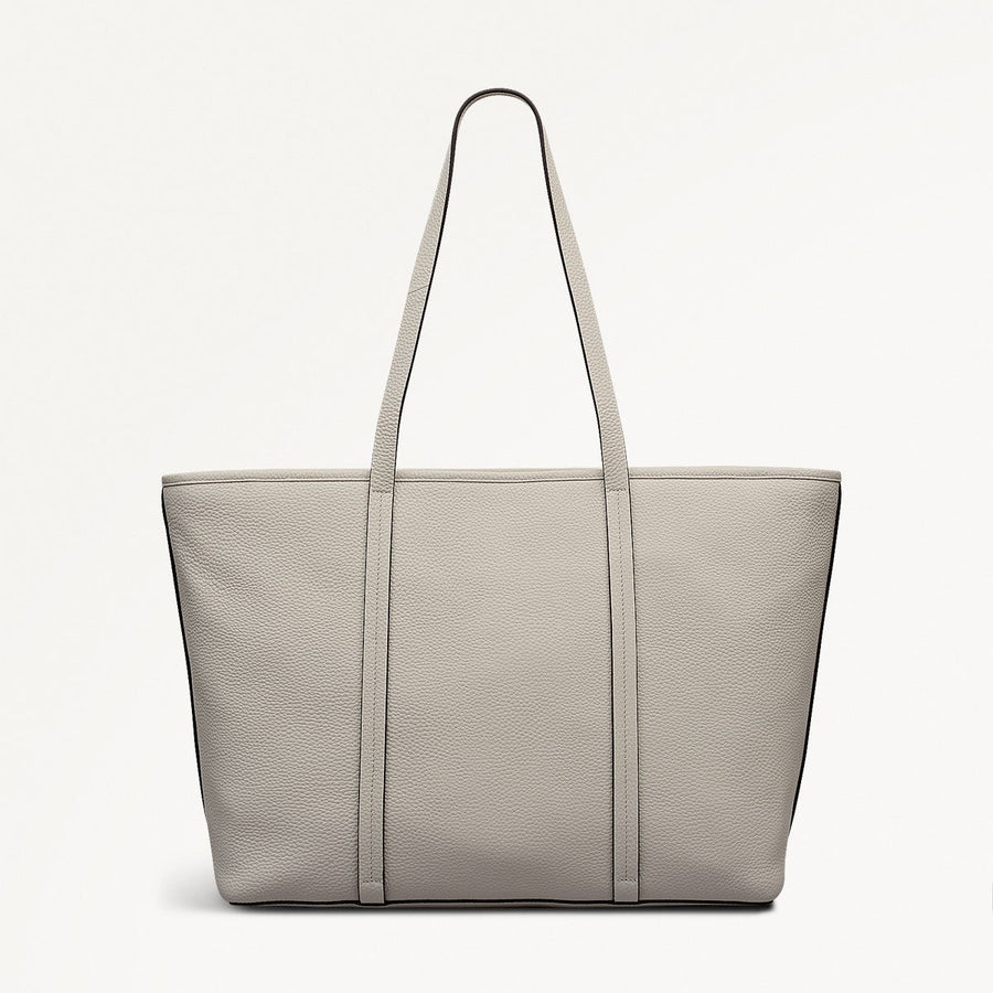 Templeton Place Leather Large Ziptop Tote Bag in Snow - 112394