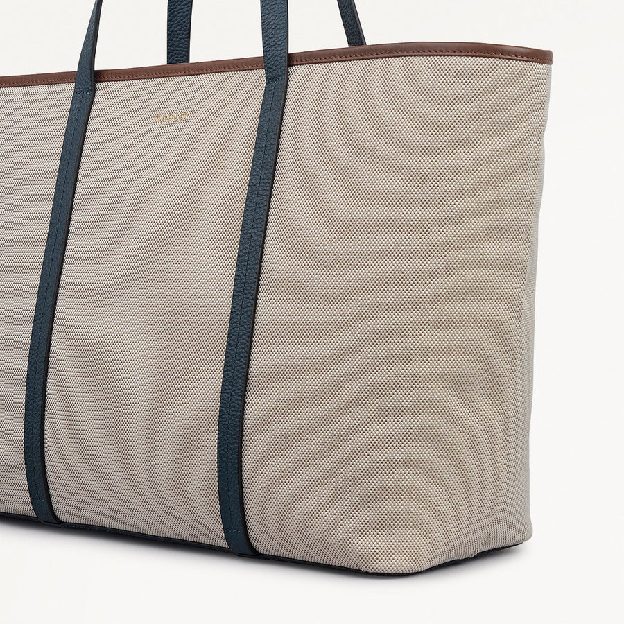 Templeton Place Leather Large Ziptop Tote Bag in Natural - 112395