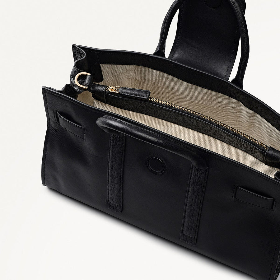 St Pancras Lane Medium Open Top Grab Bag in Black - 112397