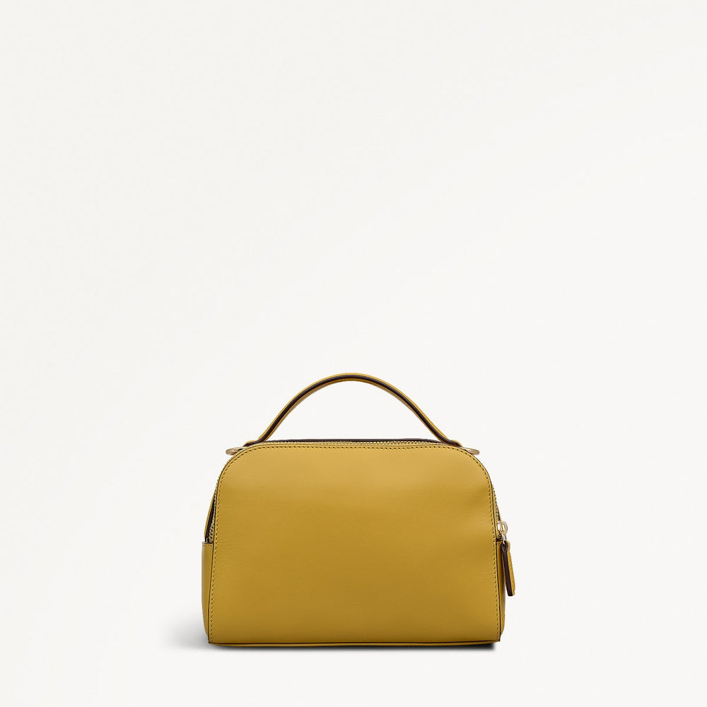 Floribunda Leather Small Ziptop Cross Body Bag in Ochre - 112404