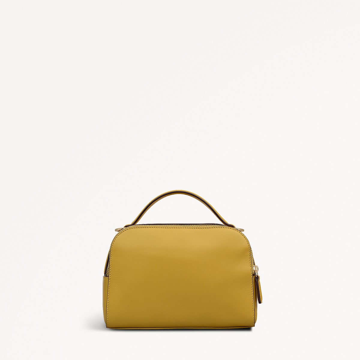 Floribunda Leather Small Ziptop Cross Body Bag in Ochre - 112404