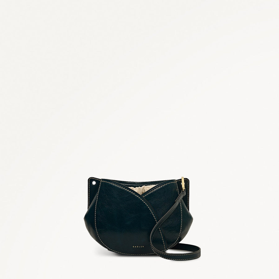 Tulip Street Leather Small Drawstring Cross Body Bag in Teal - 112405