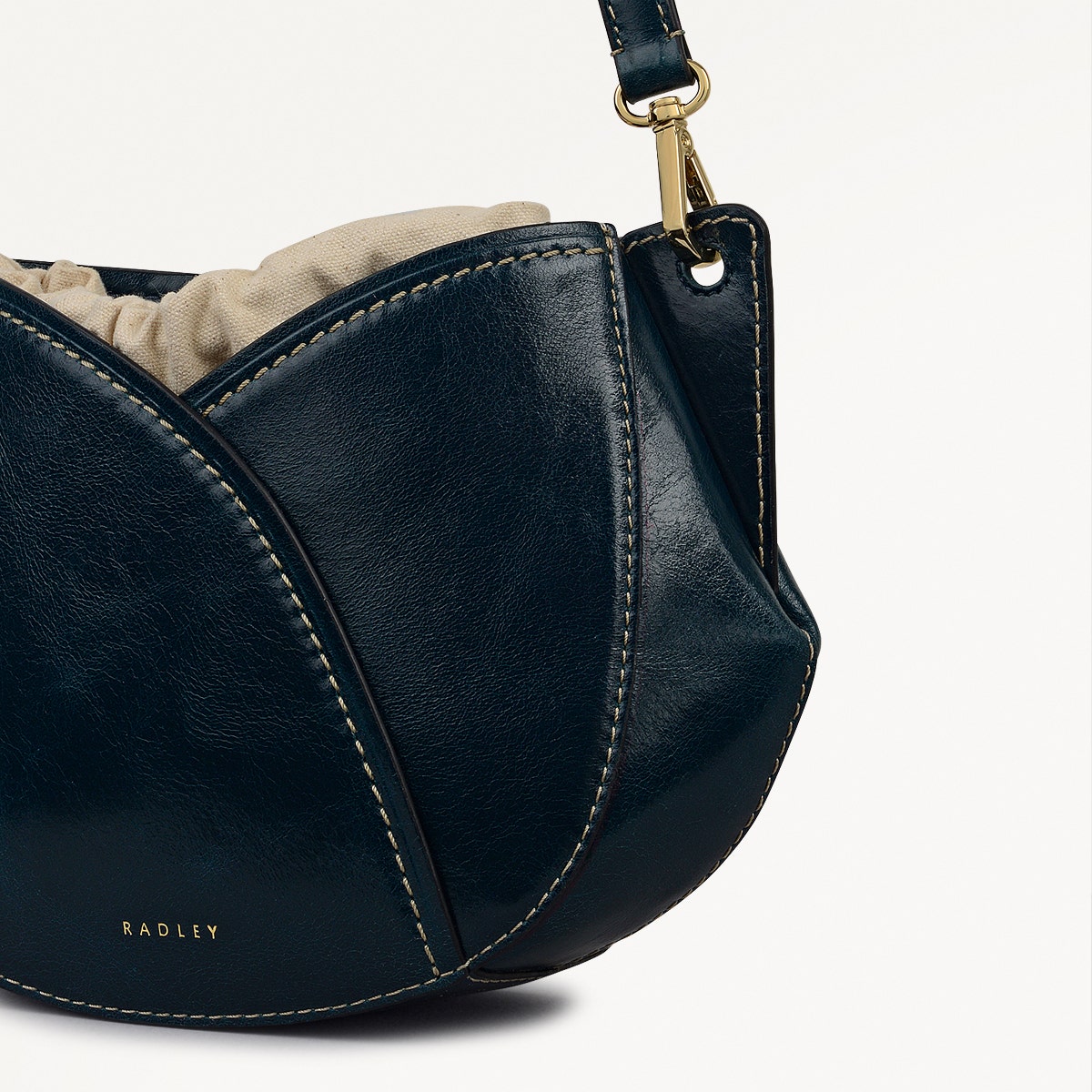 Tulip Street Leather Small Drawstring Cross Body Bag in Teal - 112405