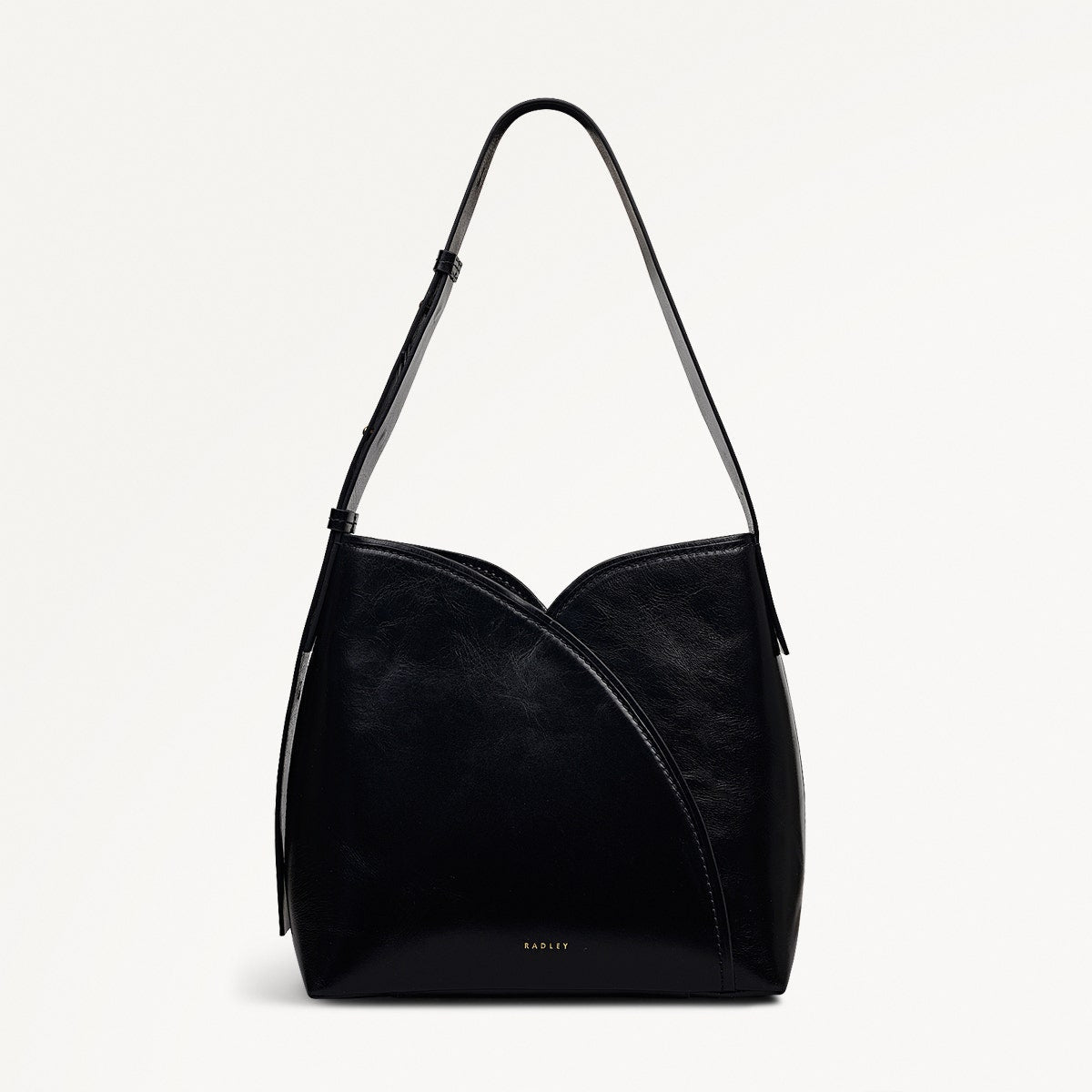 Tulip Street Leather Large Open Top Shoulder Bag in Black - 112406