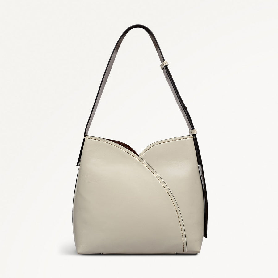 Tulip Street Leather Large Open Top Shoulder Bag in Snow - 112407