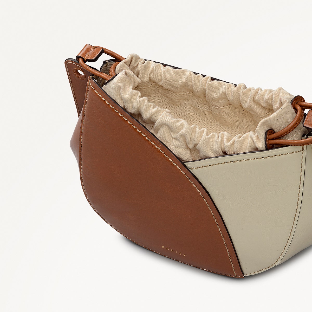 Tulip Street Leather Small Drawstring Cross Body Bag in Toffee - 112408